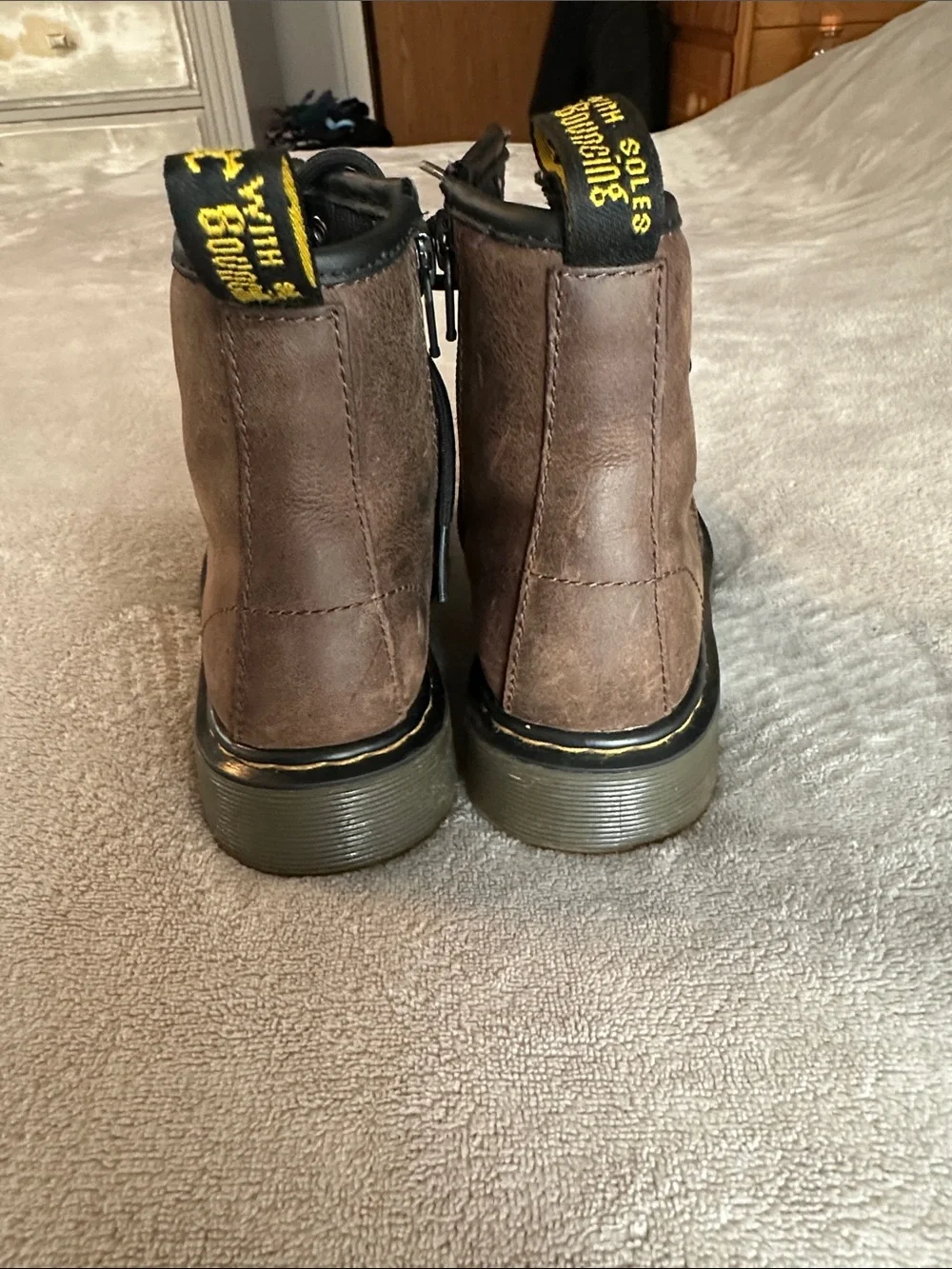 Dr. Martens Delaney Kids Brown Leather Boots Size 13